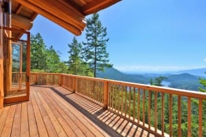 Stunning views from a deck overlooking the valley and ocean