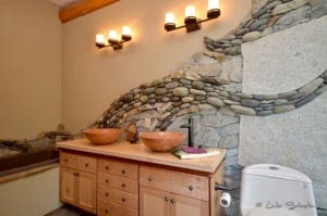 Beautiful natural stonework in bathroom