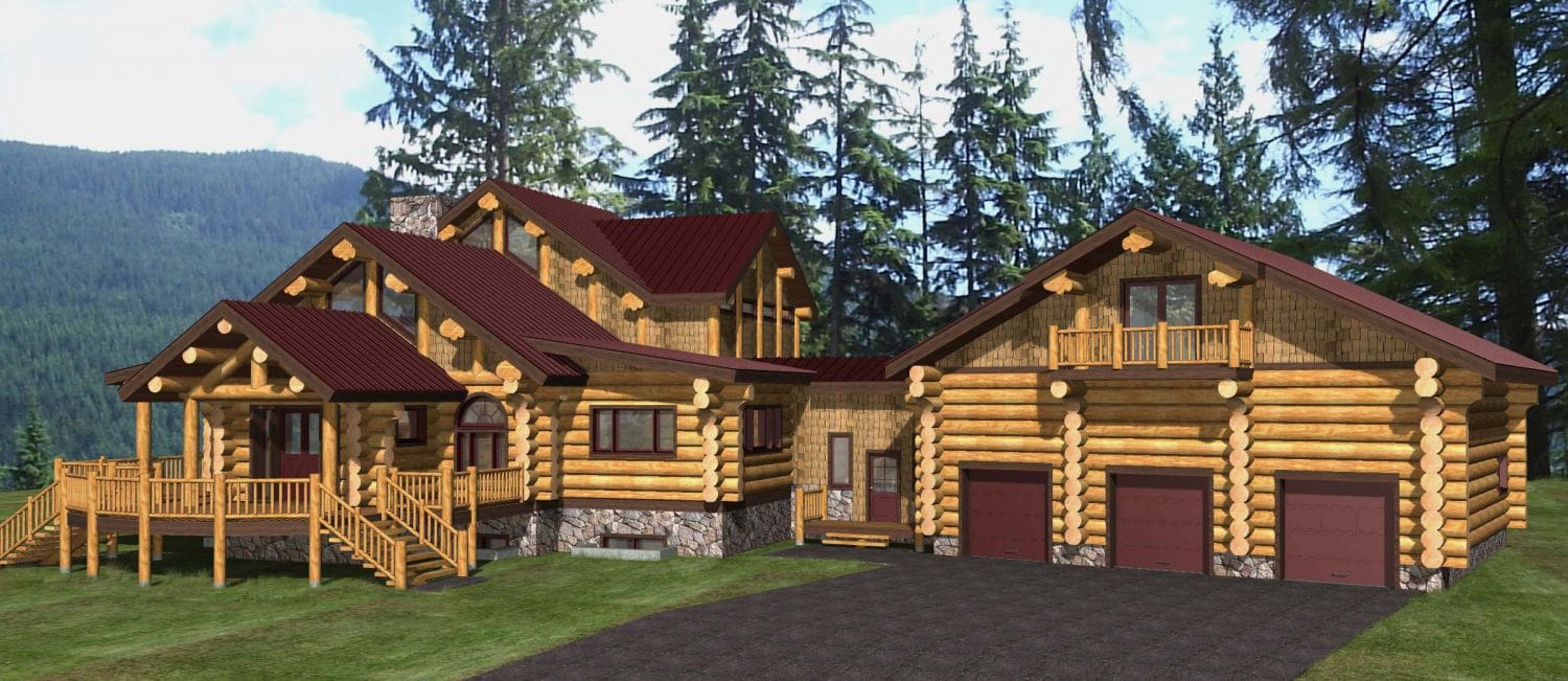 Timber Frame Plans with Three Car Garage