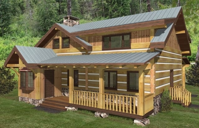 log cabin rendering