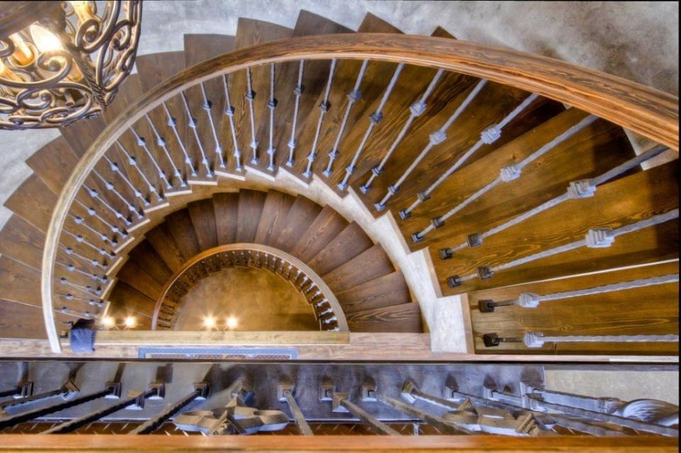 Spiraling Staircase in log home