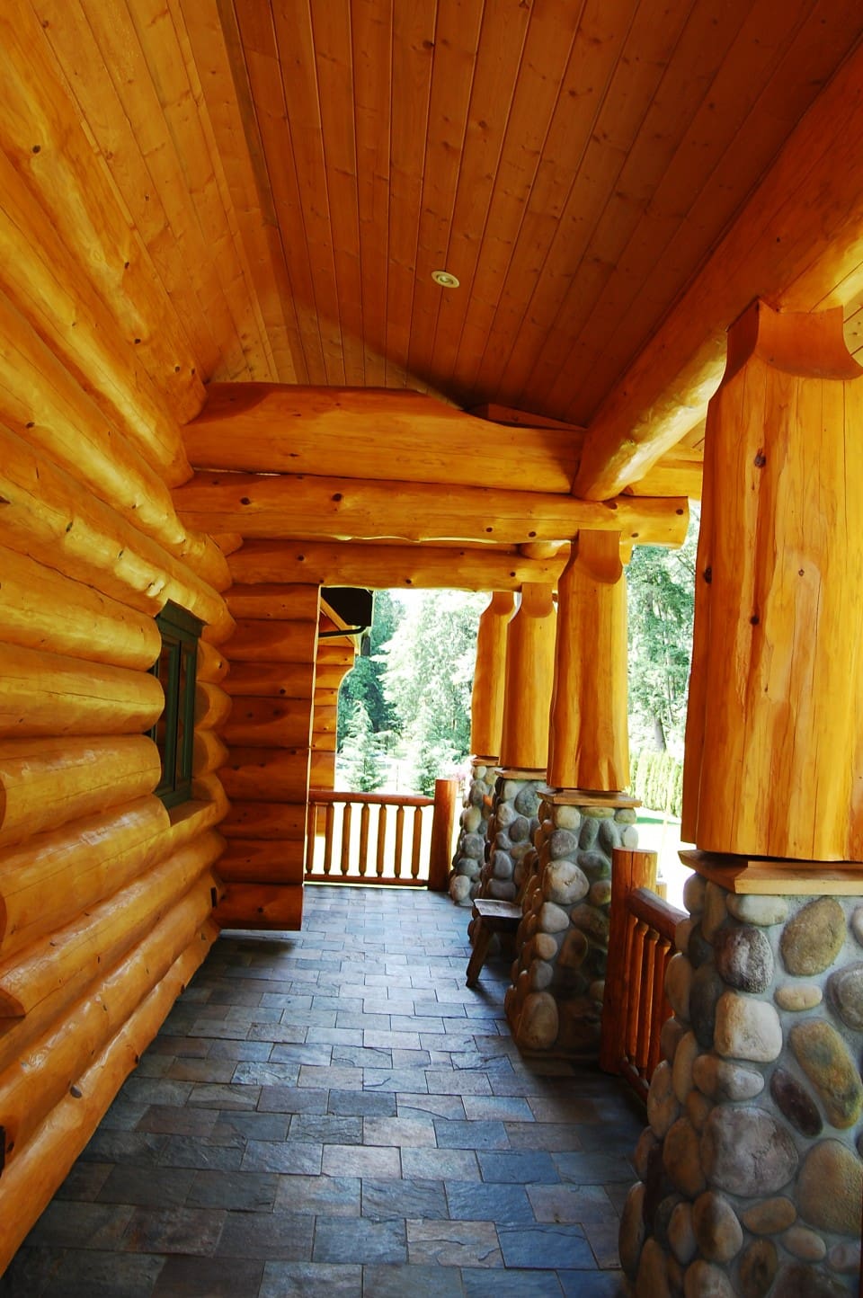 log cabin deck