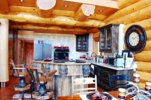 Very rustic log home kitchen