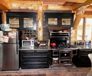 rustic kitchen in a log home