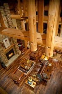 luxury log home living room