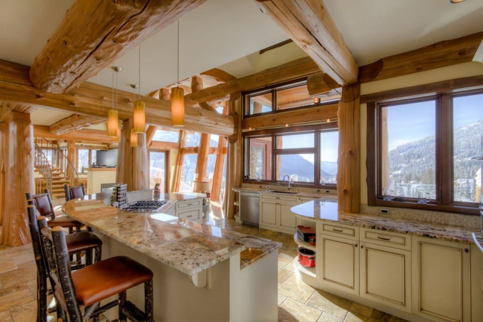 custom luxury kitchen in log home