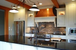 luxury kitchen in log home