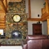 rustic living room with feature fireplace
