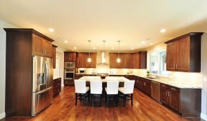 interior kitchen of Custom designed Log Home.