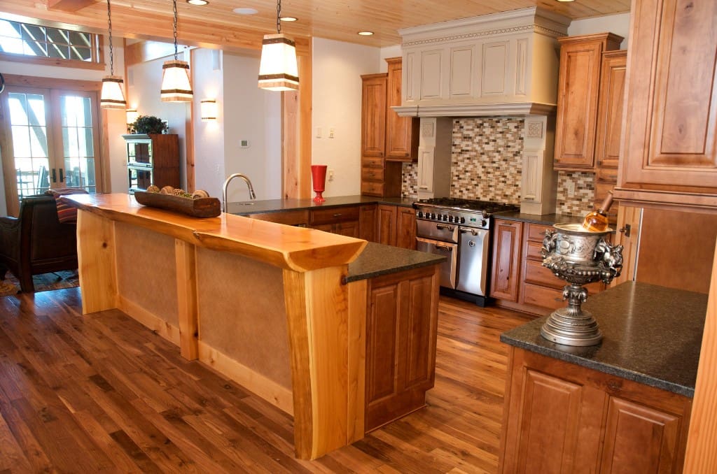 luxury log home kitchen