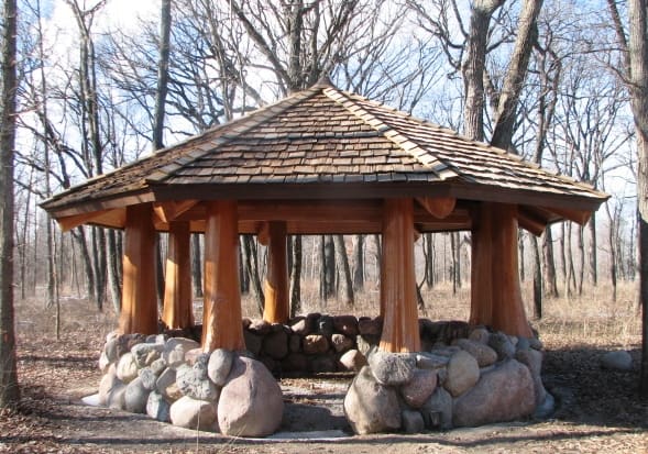 outdoor log gazebo