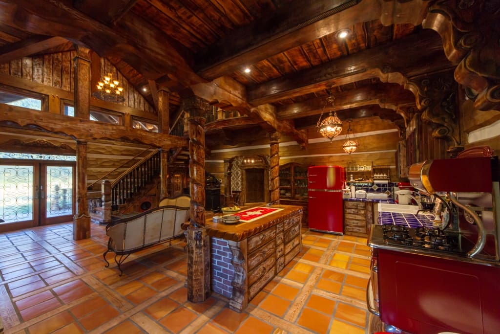 rustic log cabin kitchen