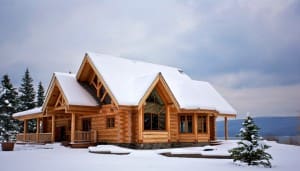 Log Cabin in the snow
