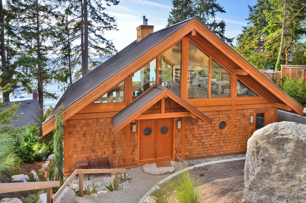beach front log home