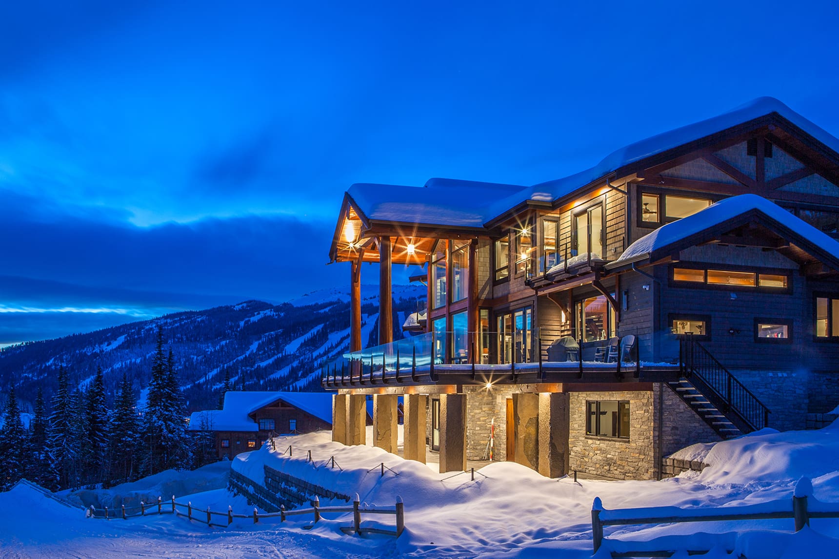 nighttime-photo-of-timber-frame-house