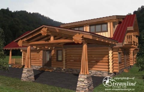 Gunboat Bay Log Home Plans