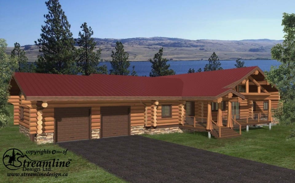Thorsby Log Home Plans 7123sqft Streamline Design