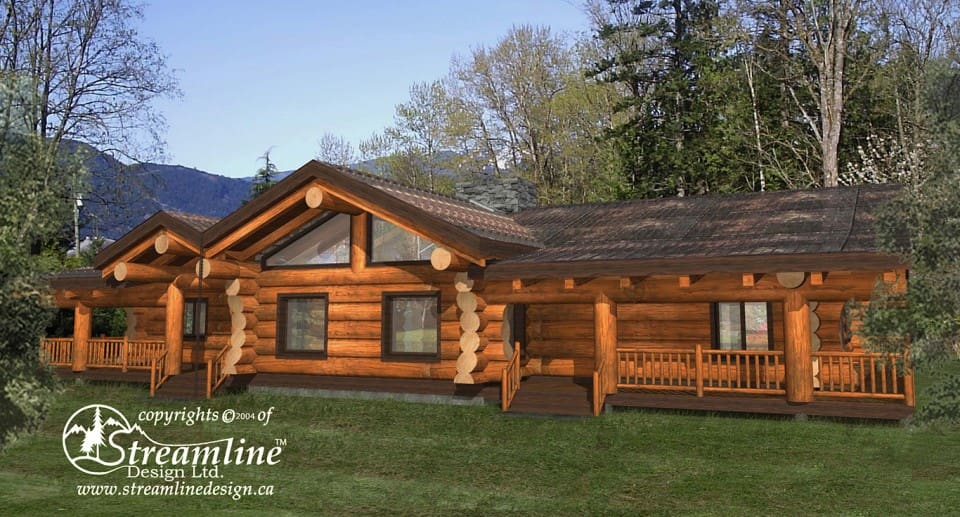 Linn County Log Home Plans 5749sqft Streamline Design