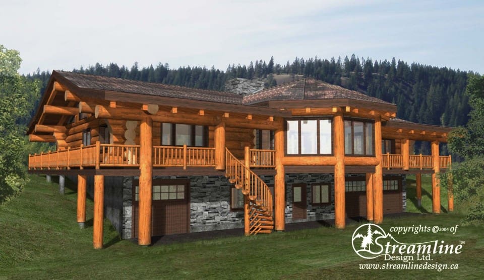 Linn County Log Home Plans 5749sqft Streamline Design