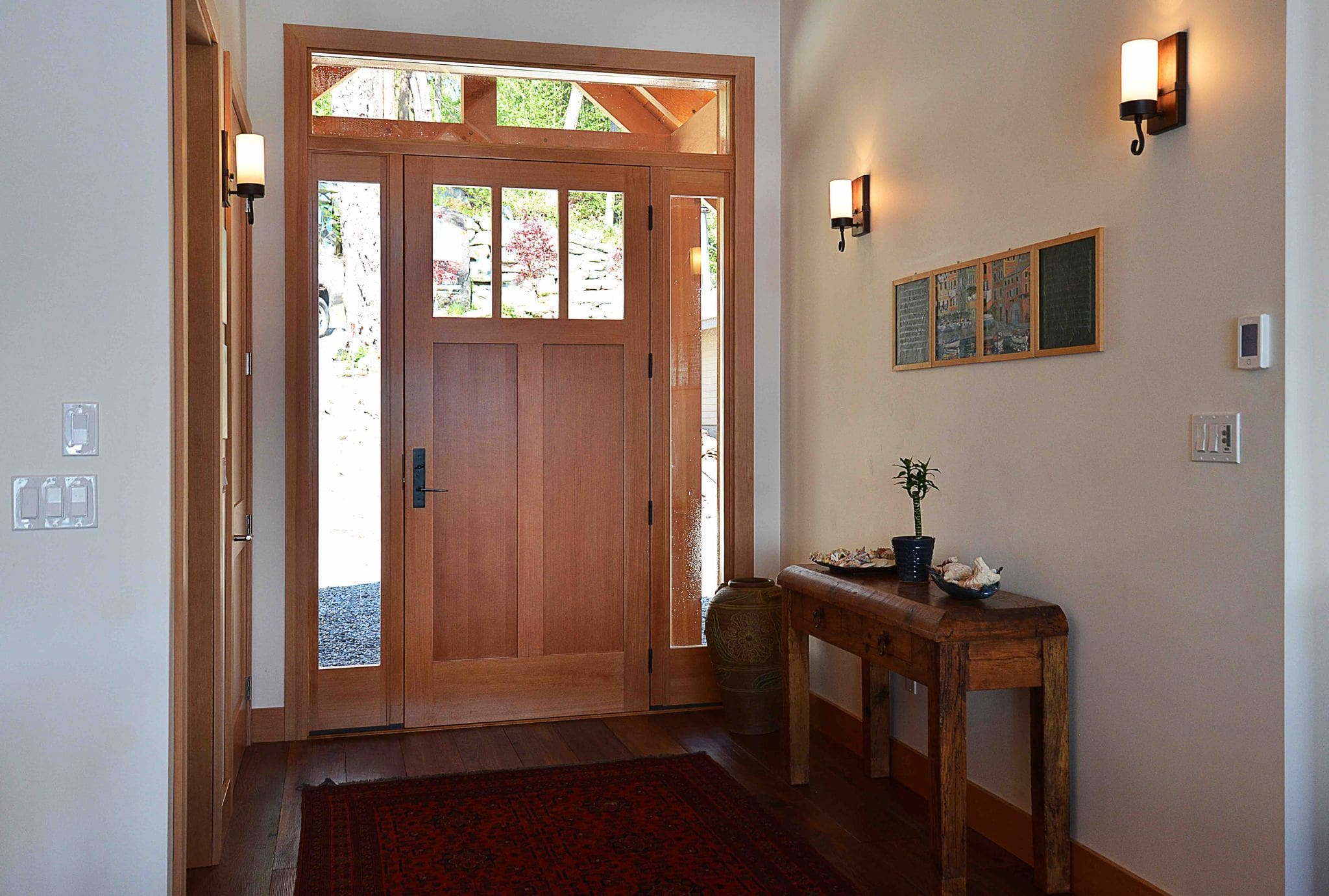 The inside of the front door in a new home